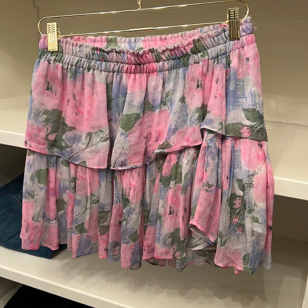 Loveshackfancy ruffle mini skirt in blueberry frosting